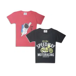 Vimal Jonney Kids Black & Pink Printed T-Shirt (Pack of 2)-picture-44