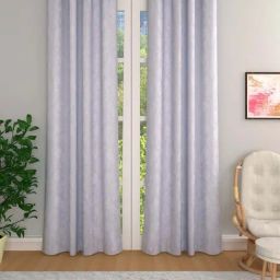 Romee Silver Polycotton 7 ft Door Curtains - Set of 2-image-69