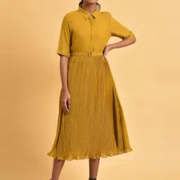 W Mustard A-Line Dress-image-27