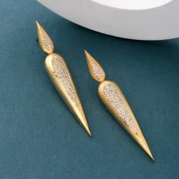 Fida American Diamond Roman Golden Dangler Earrings-40