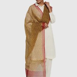 Fabindia Yellow & Maroon Printed Dupatta-image-64