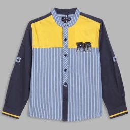 Blue Giraffe Kids Multicolor Cotton Color Block Shirt-image-68