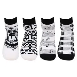 Bonjour Multicolor Cotton Printed Socks - Pack of 4-image-33