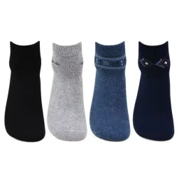 Bonjour Multicolor Cotton Embellished Socks - Pack of 4-image-96