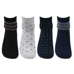 Bonjour Multicolor Cotton Embellished Socks - Pack of 4-image-95