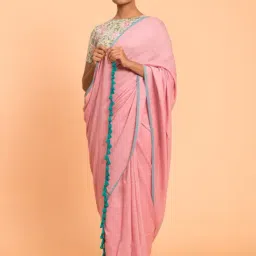 Suta Pink Plain Saree Without Blouse-image-86