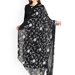 Dupatta Bazaar Black & White Embroidered Chiffon Dupatta-4