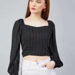 Rare Black Striped Crop Top-image-64