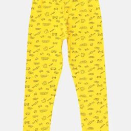 Kiddopanti Kids Mustard Printed Leggings-picture-47