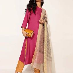 Fabindia Pink A Line Kurta-picture-1