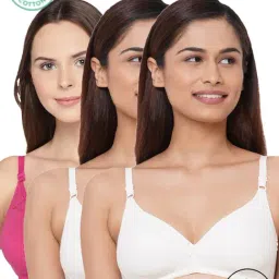 Inner Sense White & Fuchsia Half Coverage T-Shirt Bra - Pack of 3-image-70
