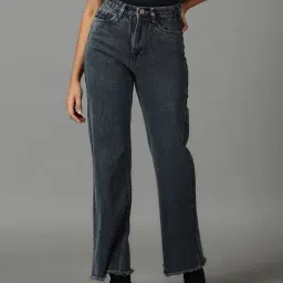 SHOWOFF Dark Grey Regular Fit High Rise Jeans-image-44
