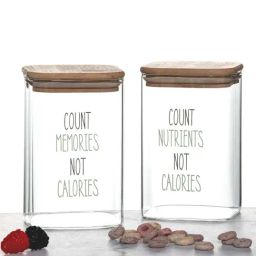 Goodhomes Transparent Glass Storage Jar With Straw & Wooden Lid (1.2 L) - Set of 2-17