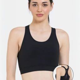 Zelocity by Zivame Black Solid Workout Bra-image-105