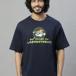 Free Authority Navy Loose Fit Dexter'S Laboratory Crew Oversized T-Shirt-picture-44