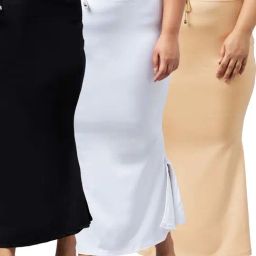 Secrets By ZeroKaata Black & White Plain Saree Shapewear - Pack Of 3-image-98