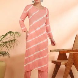 Maaesa Peach Rayon Stripes Suit Set-picture-13