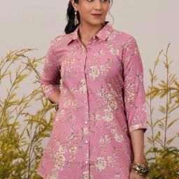 Libas Pink Printed Straight Short Kurti-image-69