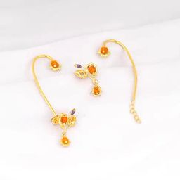 GIVA 92.5 Sterling Silver Bhumi Golden Classic Bell Mallow Convertible Ear Cuff Earrings-image-73