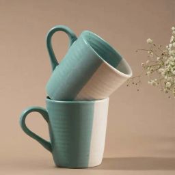 Urban Space Ocean Green Pearl Ceramic Coffee Mug (320ml) - Set of 2-image-66