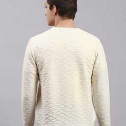 Monte Carlo Off White Regular Fit Self Pattern Pullover image 2