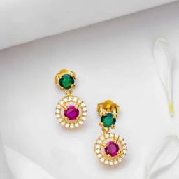 Zavya Golden Halo Sparkle 925 Sterling Silver Gold-Plated Circle Earrings-image-66