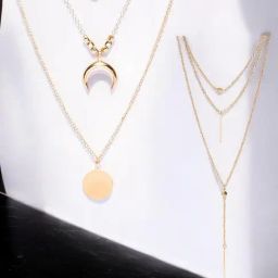 OOMPH Gold MultiLayer Multi Strand Horse Shoe GoodLuck Necklace Pack of 2-picture-36