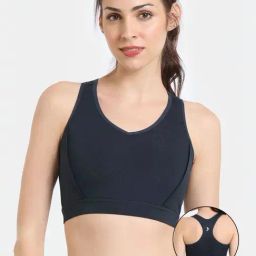 Zelocity by Zivame Blue Solid Workout Bra-image-65