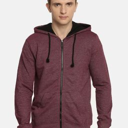 ARISE Men Maroon Solid Hooded Sweatshirt-image-24