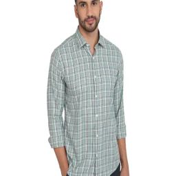 Park Avenue Green Slim Fit Chequered Casual Shirt-picture-38