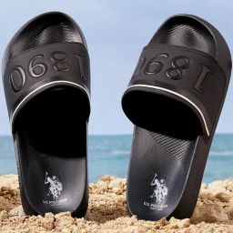 U.S. Polo Assn. Men's Black Slides-43