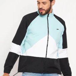 Duke Ice Blue Regular Fit Color Block Jacket-image-56