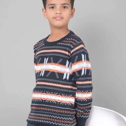 Crimsoune Club Kids Navy Cotton Printed Full Sleeves Sweater-image-46