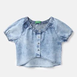 United Colors Of Benetton Girls Blue Regular Fit Top-image-95