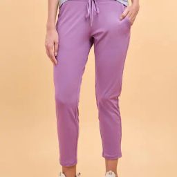 Enamor Chinese Purple Mid Rise Sports Track Pants-image-96