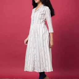 Globus Off White Striped A Line Kurta-image-20