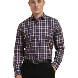 Allen Solly Purple Cotton Slim Fit Checks Shirt-image-53