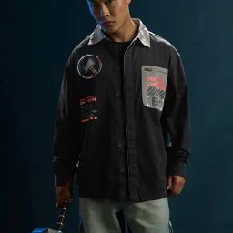 The Souled Store Black Cotton Loose Fit Printed Shacket-picture-25