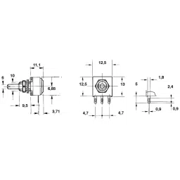 Vishay Panel Mount Rotary Potentiometer 1 W Power 5 kΩ Resistance Solder Lug Terminal, P11S1V0FLSY00502KA image 3