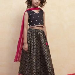 Biba Girls Black Printed Lehenga Sets-image-11