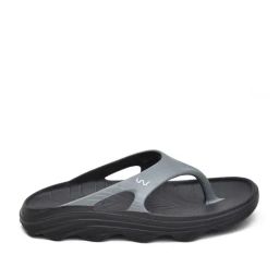 Doubleu Men's Black & Light Grey Flip Flops-image-90