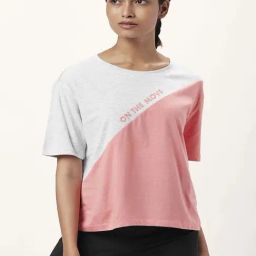 Ajile by Pantaloons Grey & Pink Cotton Color-Block Sports Top-image-66