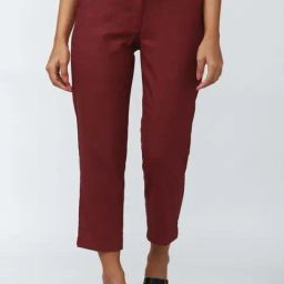 Van Heusen Maroon Chequered Trousers-image-113