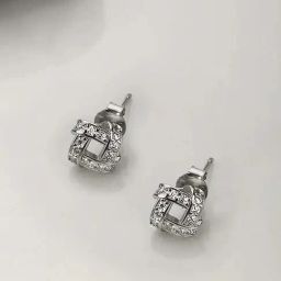 Zavya Modern Radiance Rhodium-Plated 925 Sterling Silver Square Earrings-image-40
