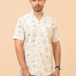 The Bleu Label White Cotton Slim Fit Printed Shirt-image-85