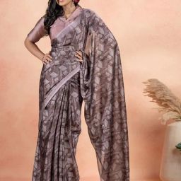 Mirchi Fashion Wine Chiffon Geometric Saree With Unstitched Blouse-image-68