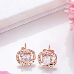 Zavya Romantic Rose Gold Plated 925 Sterling Silver Heart Earrings-image-97