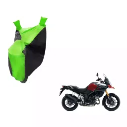 Auto Pearl Waterproof Two Wheeler Cover For Suzuki V Strom 1000 (Green & Black)-image-80