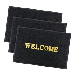 Kuber Industries Pack of 3 Black Rubber Doormats-78