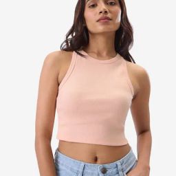The Souled Store Pink Slim Fit Tank Top-picture-1